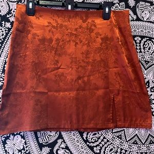 Orange slit mini skirt floral print